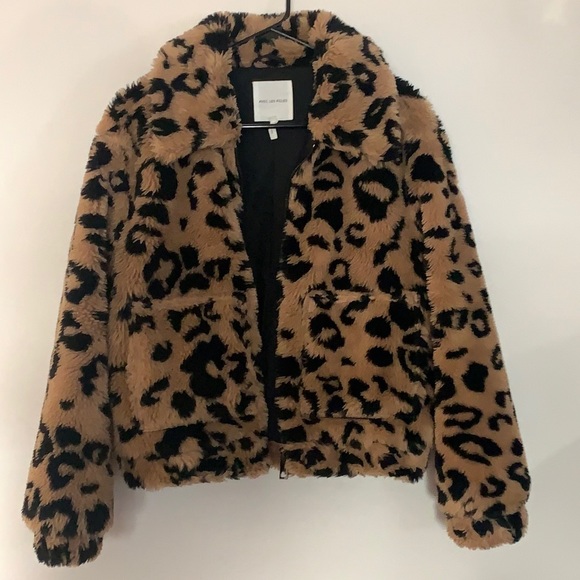Avec Les Filles |cheetah faux fur bomber jacket - Picture 4 of 10